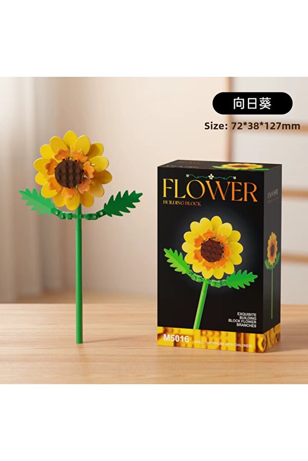 Decorative Sunflower Building Block Set Botanical Collection Günebakan Desktop Decor (14 cm)