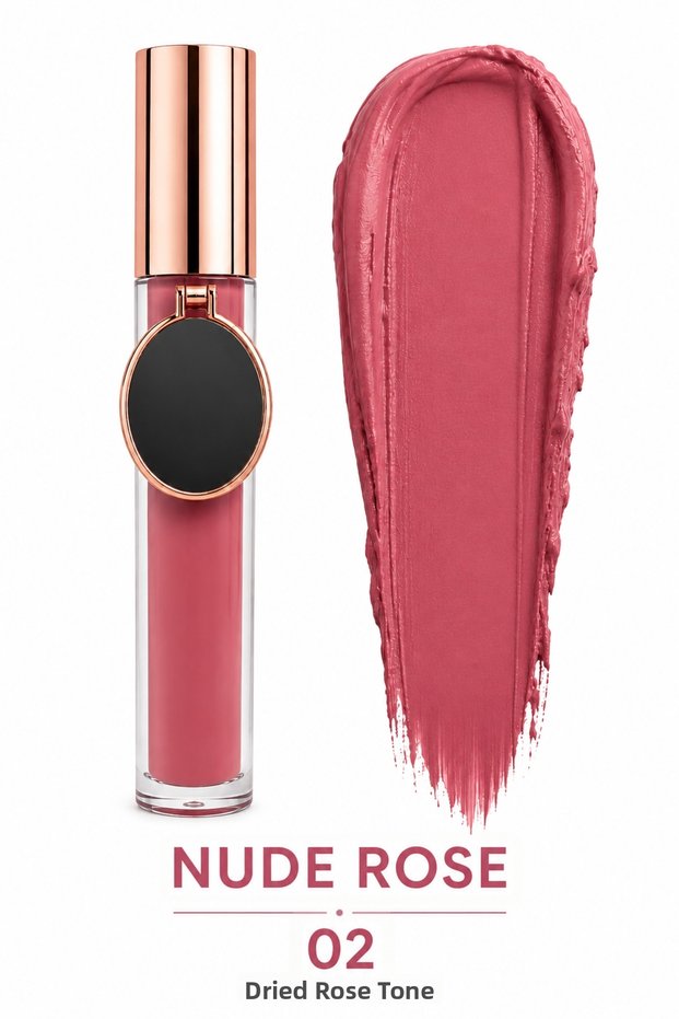 Matte liquid lipstick nude rose dusty rose long-lasting waterproof highly pigmented lipstick with mirror design