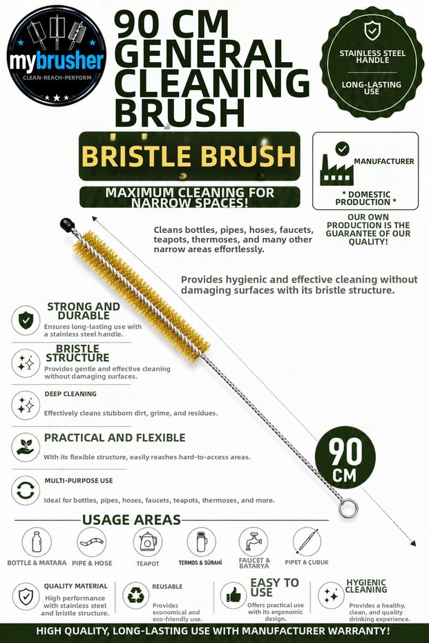 90 cm Brass Brush (Brush Part 15cm.) Pipe Cleaning