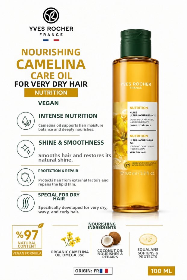 End the Struggle with Dry, Dull, and Frizzy Hair: Nourishing Kamelina Care Oil - 100 ml