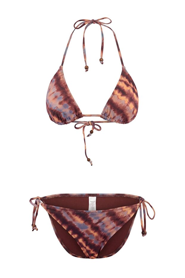 Soyut Desenli Üçgen Kaplı Normal Bel Regular Bikini Takımı TBESS26BT00049 - 4