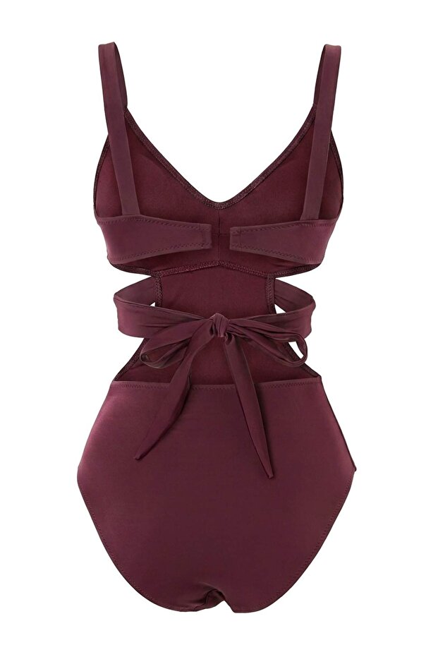 Mürdüm Cut Out Detaylı Kaplı Regular Mayokini TBESS26MY00002 - 5