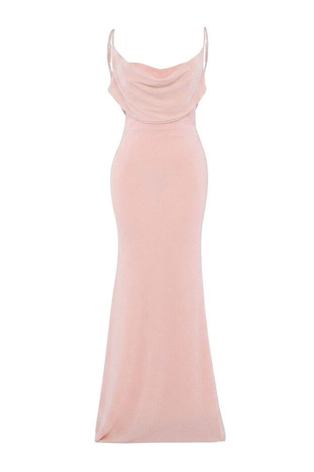 Pudra Simli Örme Maxi Abiye & Mezuniyet Elbisesi TPRSS26AE00152 - 6
