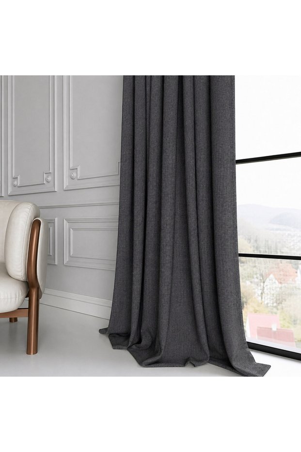 Linen Valance Curtain Rustic and Rustic-Style Cornice Suitable for Straight Installation