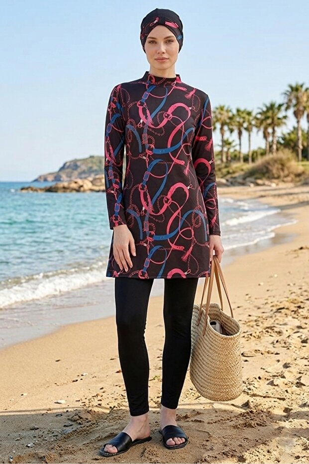 3-Piece Hijab Swimsuit Set 1525 - Black