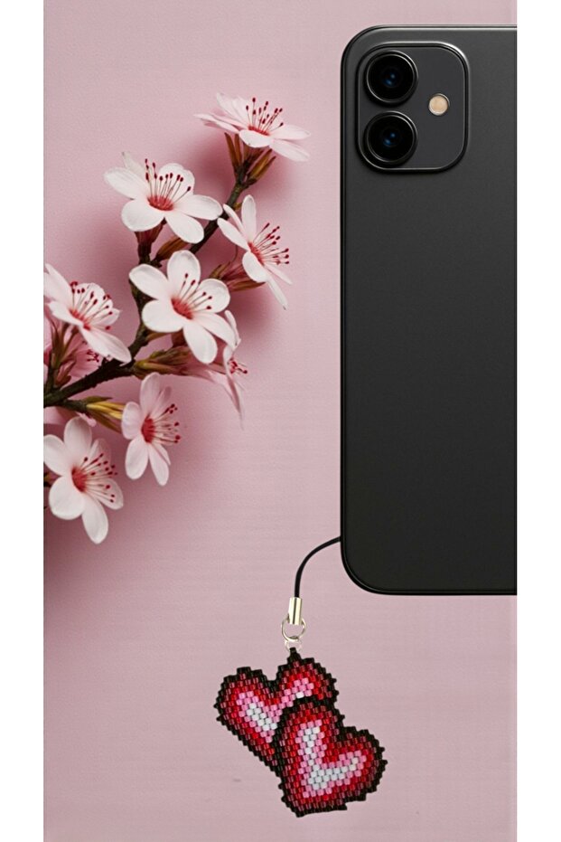 Miyuki Bead Handmade Heart Phone Charm - Charm 4