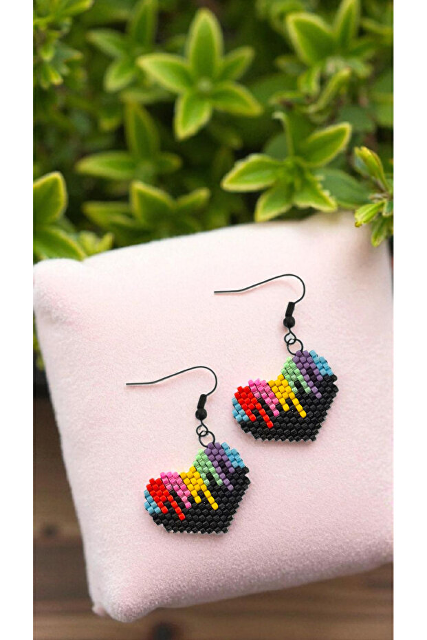 Miyuki Beads Handmade Colorful Heart Earrings