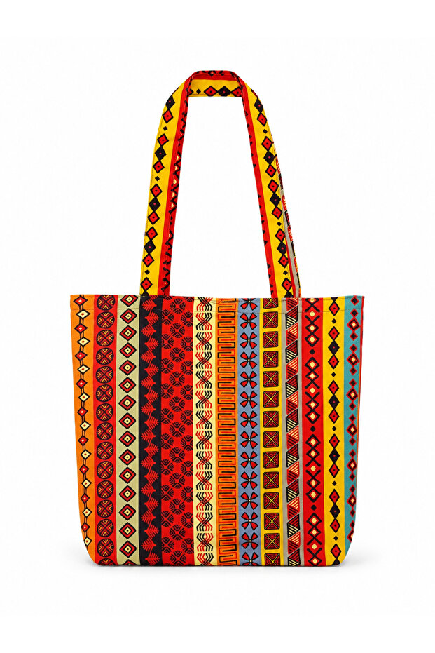 Anatolian Kilim Patterned Linen Shoulder Bag Women's Shoulder Bag, Large Volume, Daily Use