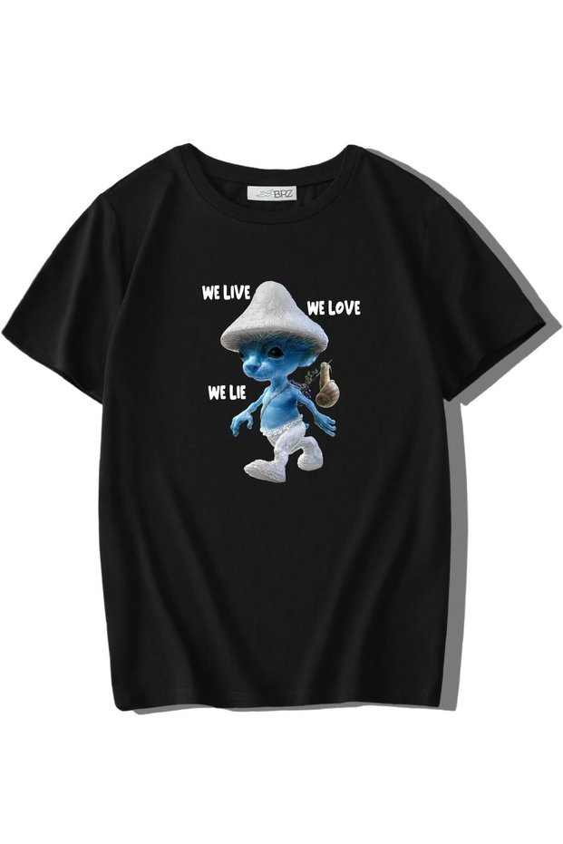 Unisex Kids Smurf Cat We Live We Love We Lie T-shirt