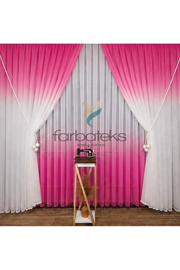 Fuchsia Colorful Color Transitioning Gradient Right/Left Suit Tulle Background Curtain