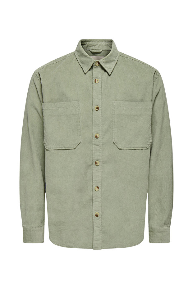 Yeşil Erkek Rahat Baskılı Gömlek ONSALP RLX 2PKT WASHD CORD LS SHIRT - 7