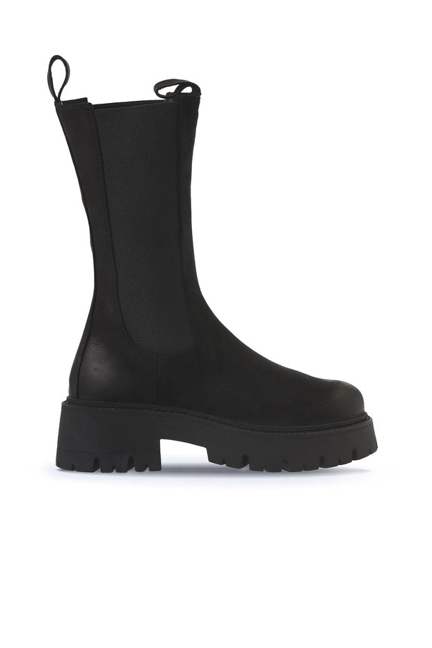 Black Nubuck Women's Wedge Heeled Boots 01Wv3115