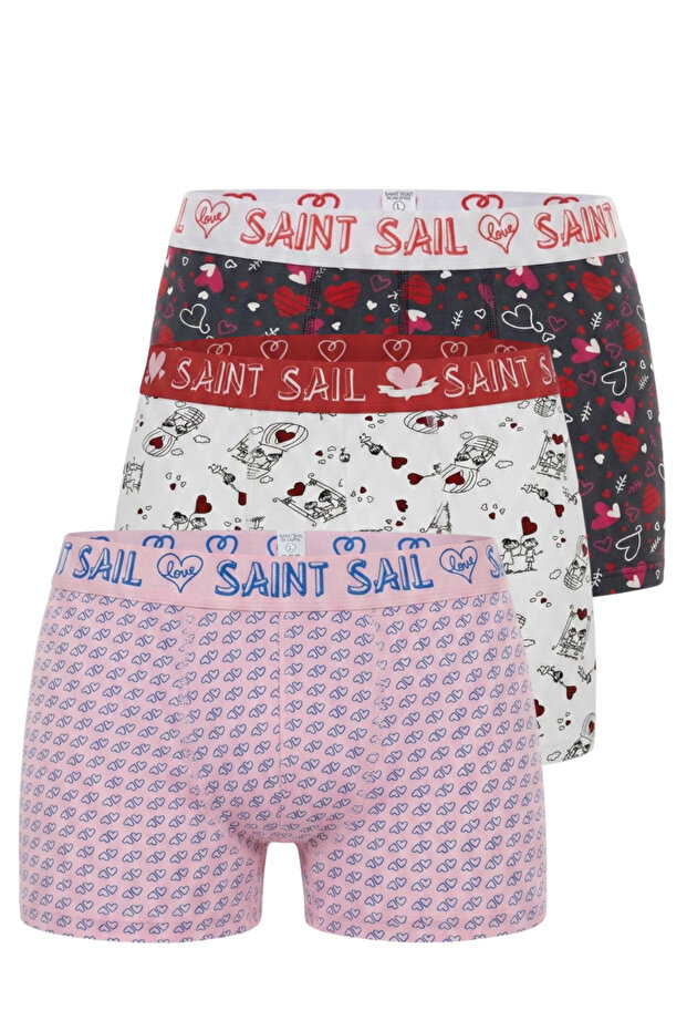 Cotton Lycra Flexible Fabric Printed Colorful Patterned Set of 3 Men's Boxers