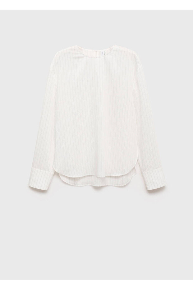 Gestreifte Bluse mit Taschentuchdetails - 3