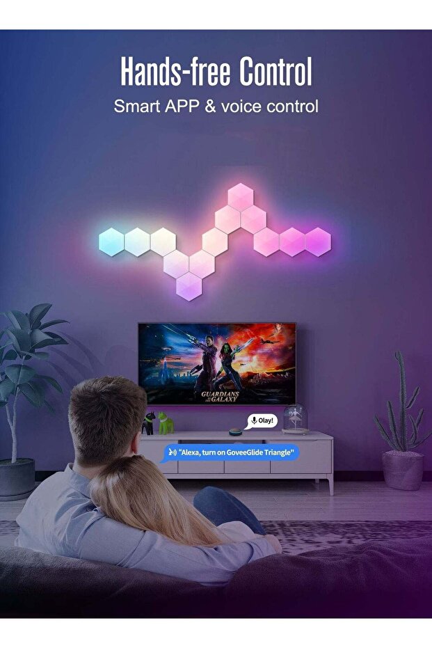8-Piece Hexagon LED Wall Panels, APP & Remote Control Music Sync for Gaming Room