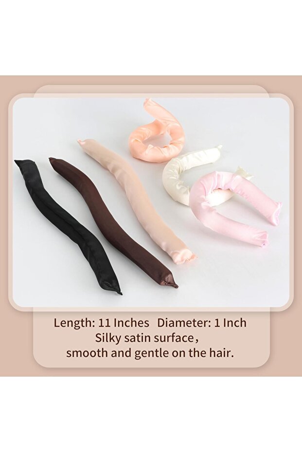 Satin Covered Overnight Hair Curlers,Rods for Heatless Sleep-in Curls,6 Pcs