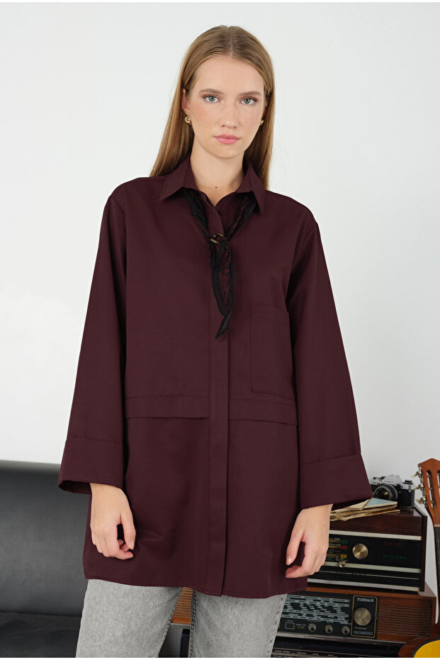 Burgundy Shirt - with Pocket Details