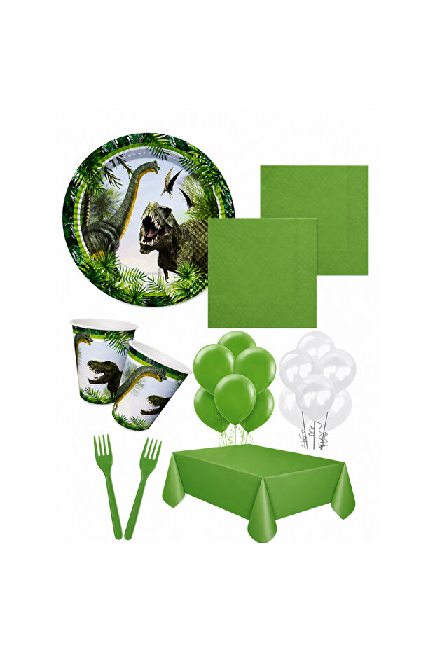 Jurassic Birthday Party Set for 8 People, Dinosaur Party Themed Celebration Set