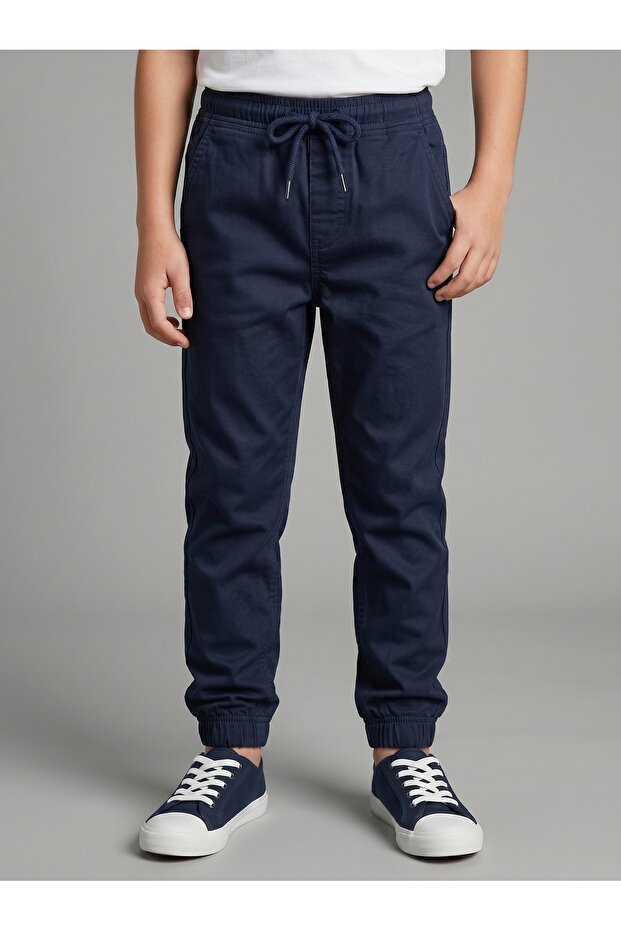 Boy's Lycra Linen Trousers with Elastic Waist and Cuffs