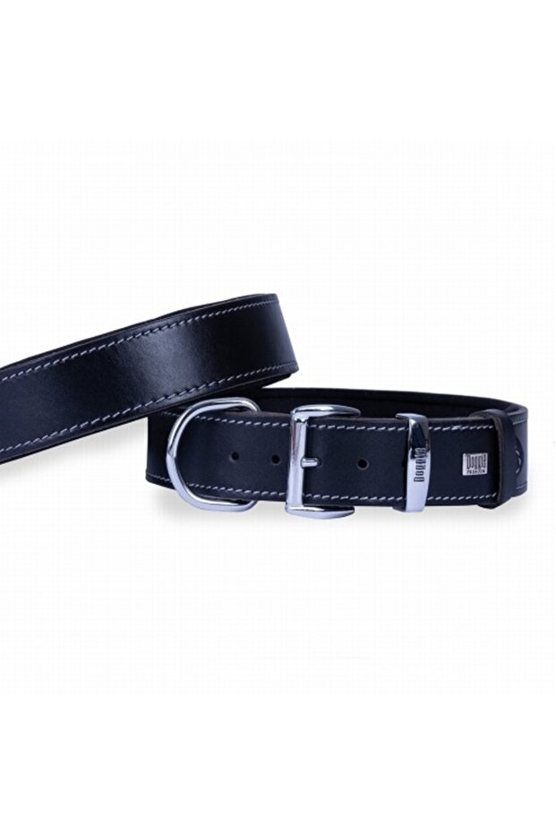 Comfort Leather Dog Collar Black 4x47 55 Cm
