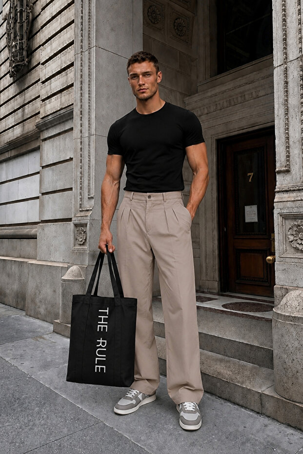 Men's Pleated Baggy Fabric Trousers + Gift Bag