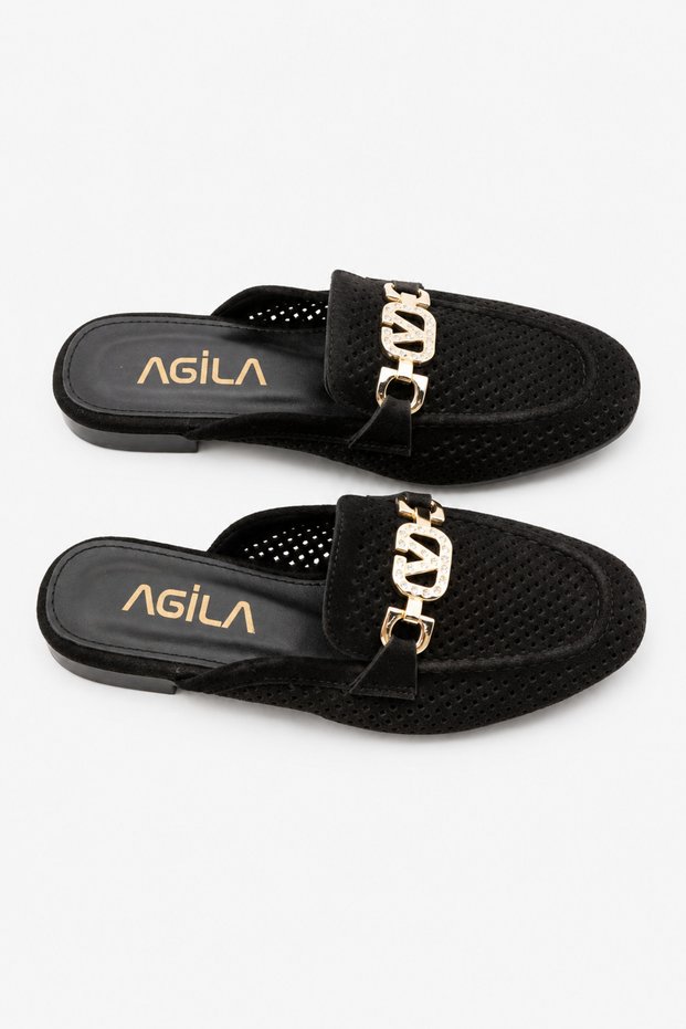 Agila Black Deluxe Perforated Daily Slippers