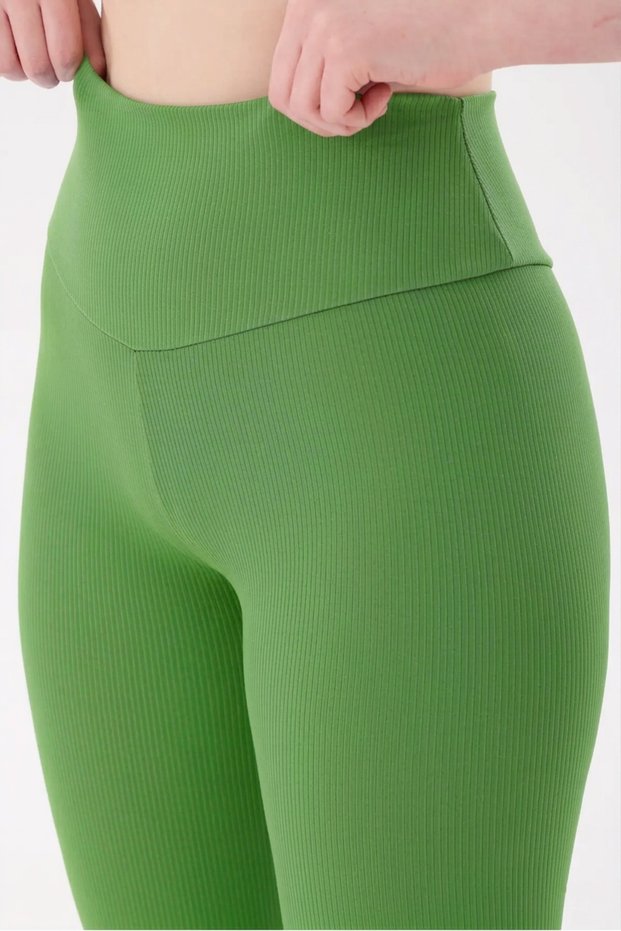 Women's Ribbed High Waist Gathering Stretchy Summer Leggings Breathable Lightweight Casual Sports Leggings