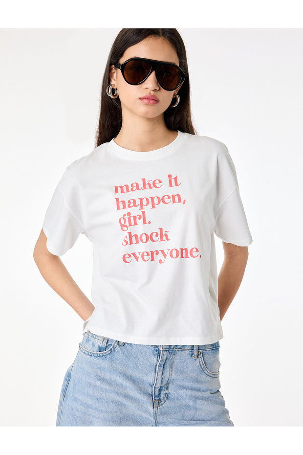 Comfortable Fit Short Sleeve Crew Neck Printed Cotton Sports T-Shirt