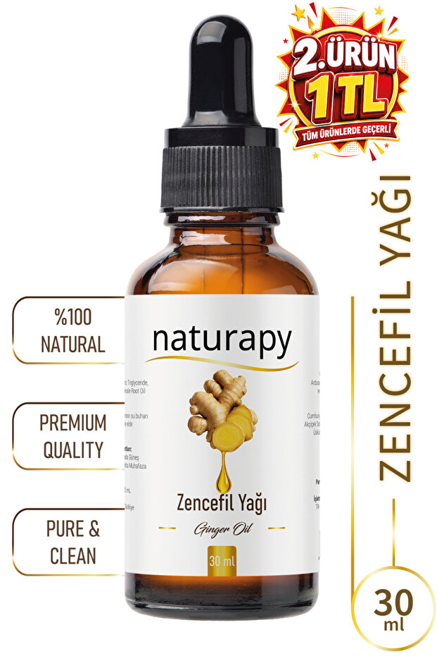 Ginger Oil (Ginger Oil) Cold Pressed Solid Oil 30 ml Glass Bottle with Dropper