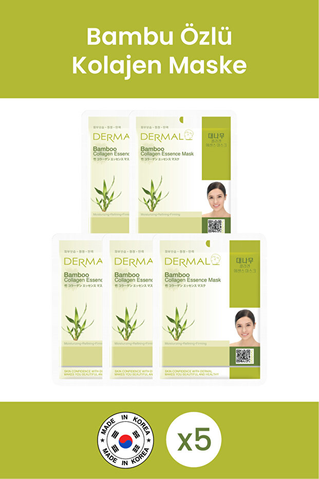 23gr 5 Pieces Bamboo Extract Collagen Mask - Moisturizing, Firming and Purifying