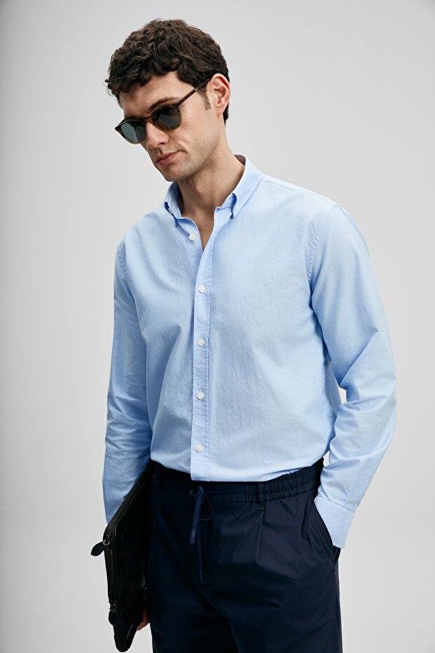 Daniel Men's Basic Shirt Regular Fit Blue - 4