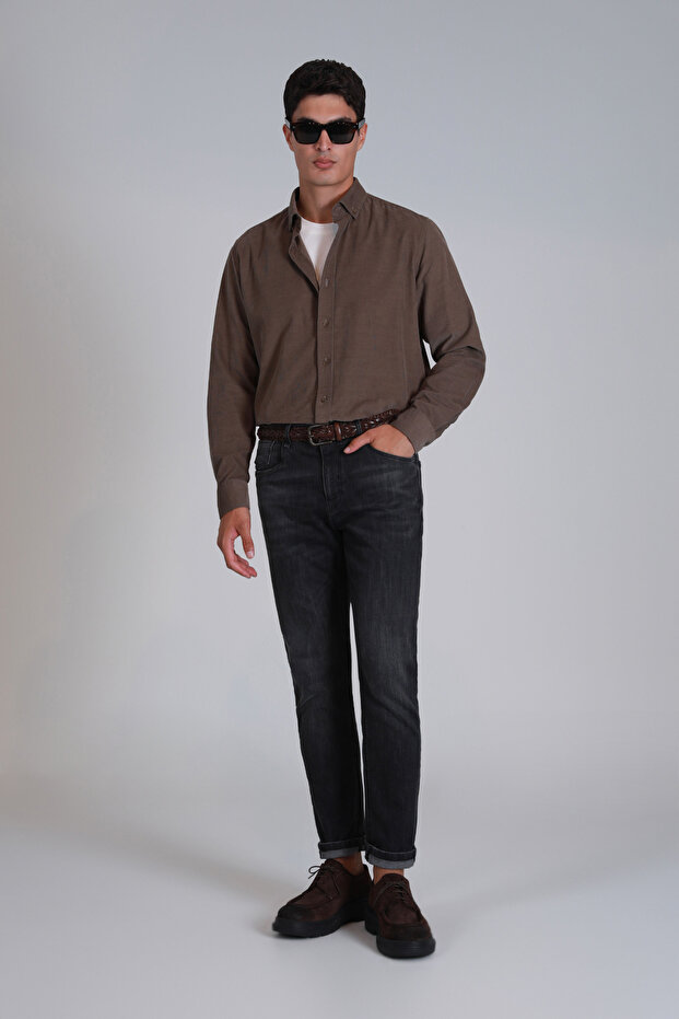 Water Erkek Basic Gömlek Slim Fit Kum - 4
