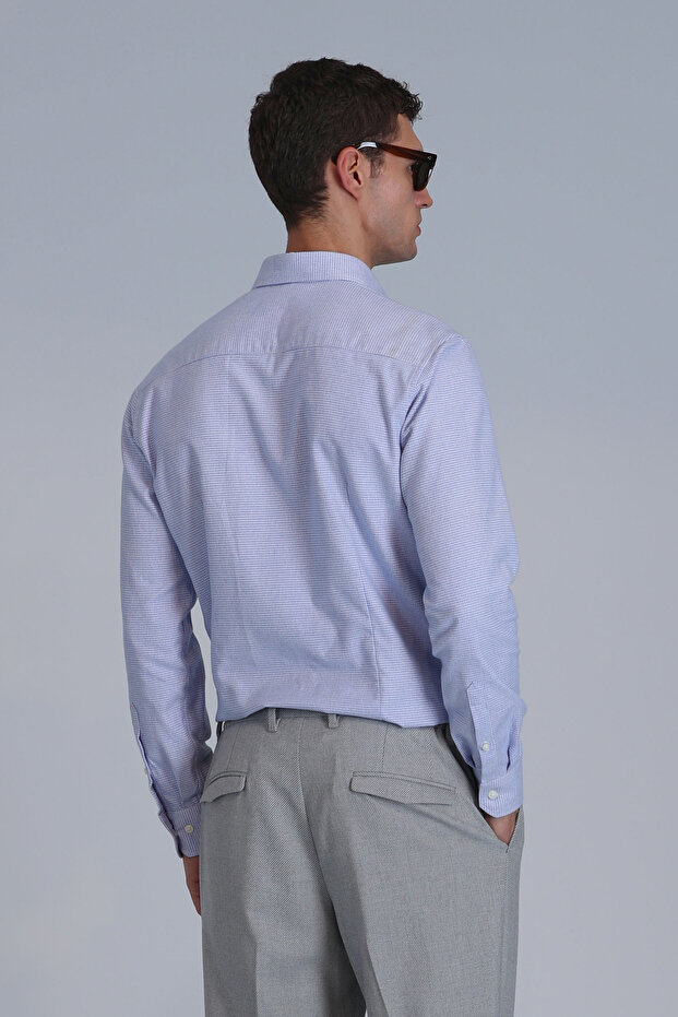 Frederik Erkek Basic Gömlek Slim Fit Açık Mavi - 6