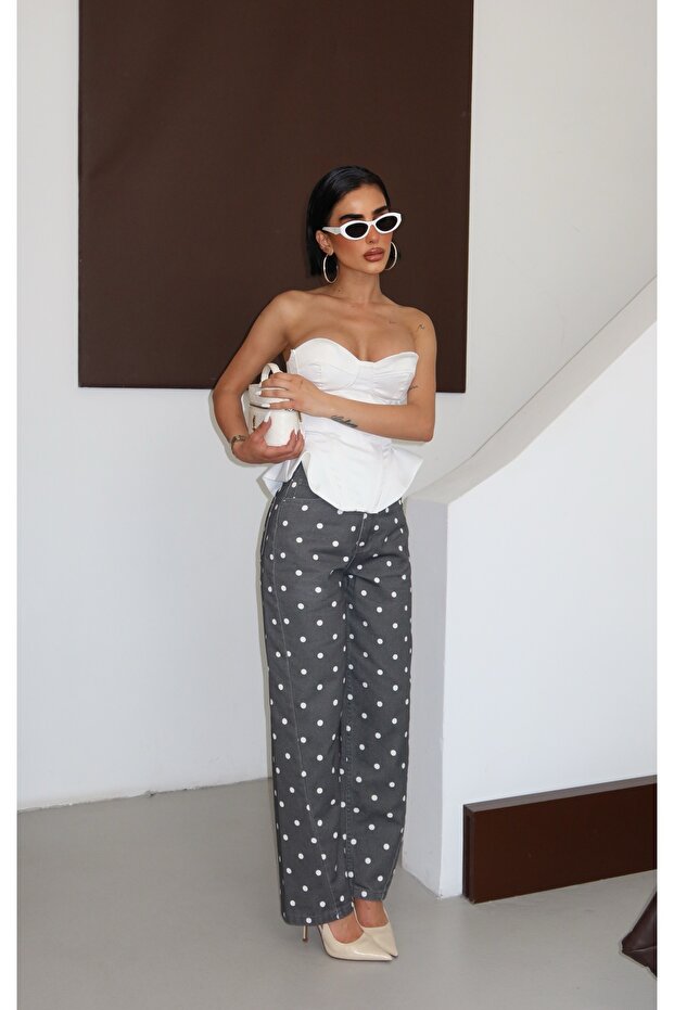 Women's Polka Dot Patchwork Jean