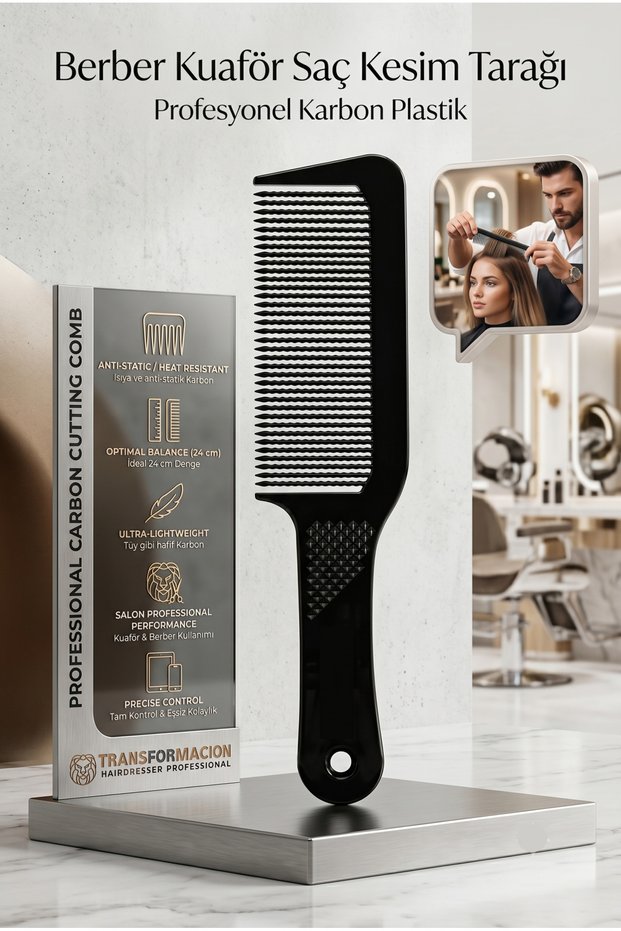 Barber Hairdresser Hair Carbon Cutting Comb Absolute Professional - Anti-Static Heat Resistant Hair Styling Comb 720674