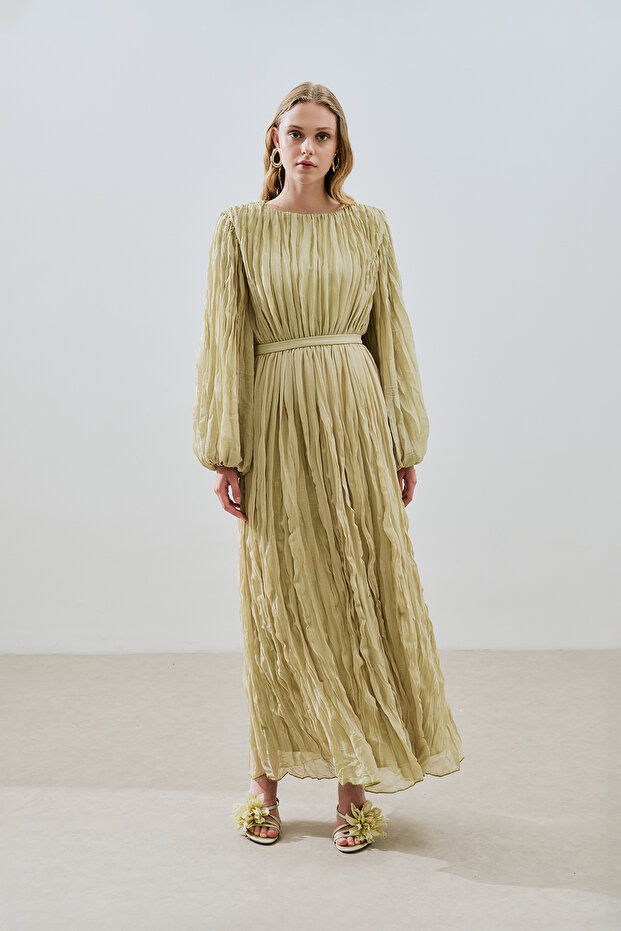 PATTERNED CHIFFON KLEID SALB - 4