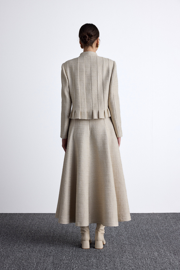 TEXTURED BUTTONED JACKET BEIGE - 7