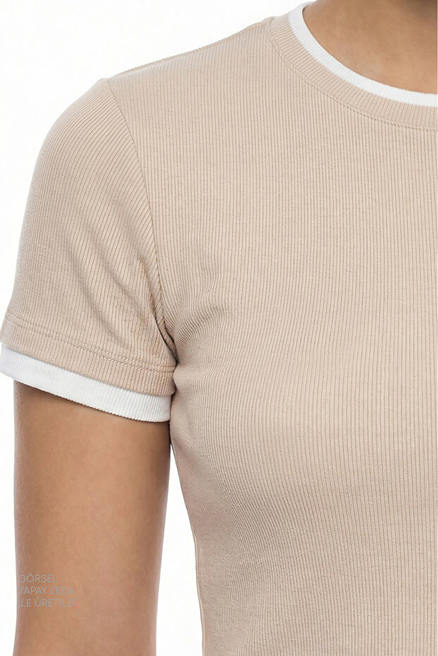 Pastellbeiges Basic Layer T-Shirt - 3
