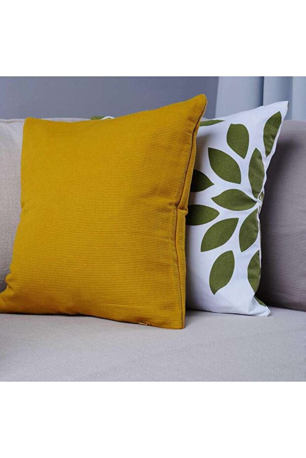 Aden Pin Rib S/2 Cushion Cover Ochre 45x45cm