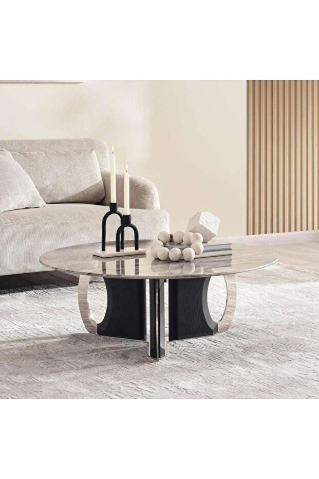 Walton Coffee Table Marble - Silver Black