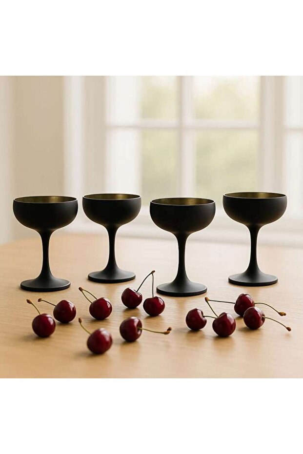 Ciara 4-Piece Flute Glass Set 190ml - Matt Black