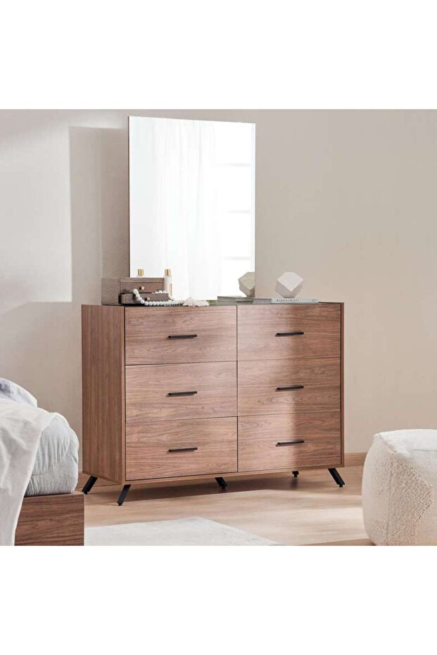 Rome Dresser With Mirror - Walnut