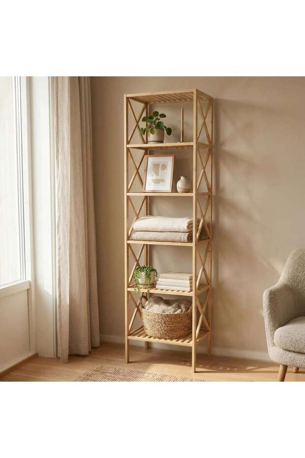 Phoenix 5 Tier Storage Rack 34x33x140cm-natural