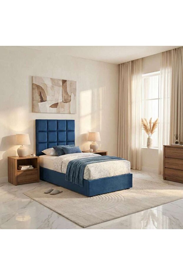 OLGA SINGLE BED VELVET BLUE 90X200 CM