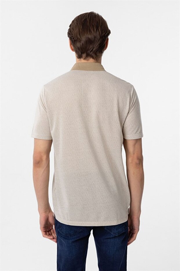 Bej Regular Armürlü Polo Yaka Tişört - 5
