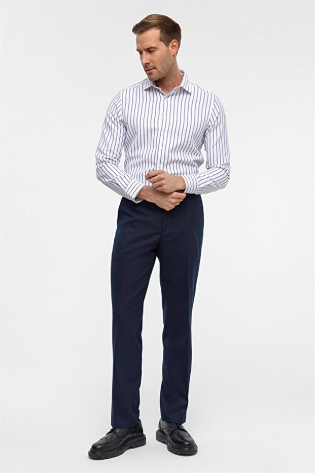 Lacivert Regular Düz Casual Pantolon - 1