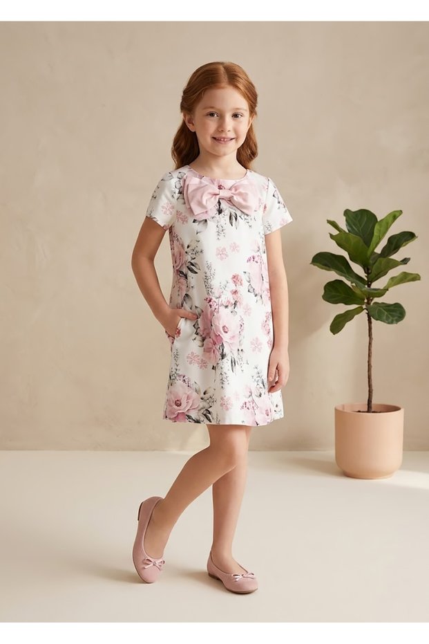 Organic Flower Print Summer Little Girl's Dress