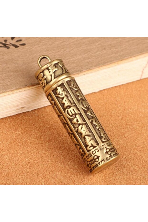 one size Brass Cylinder Pendant Keychain Hanging Jewelry Pill Box Medicine Container