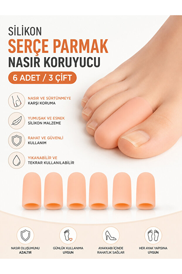 6 Pieces / 3 Pairs of Toe Callus Protector Silicone Hose