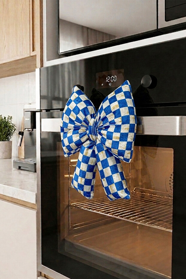 Digital Printing Checkered Bow Oven Ornament Decorative Filled Soft Handmade